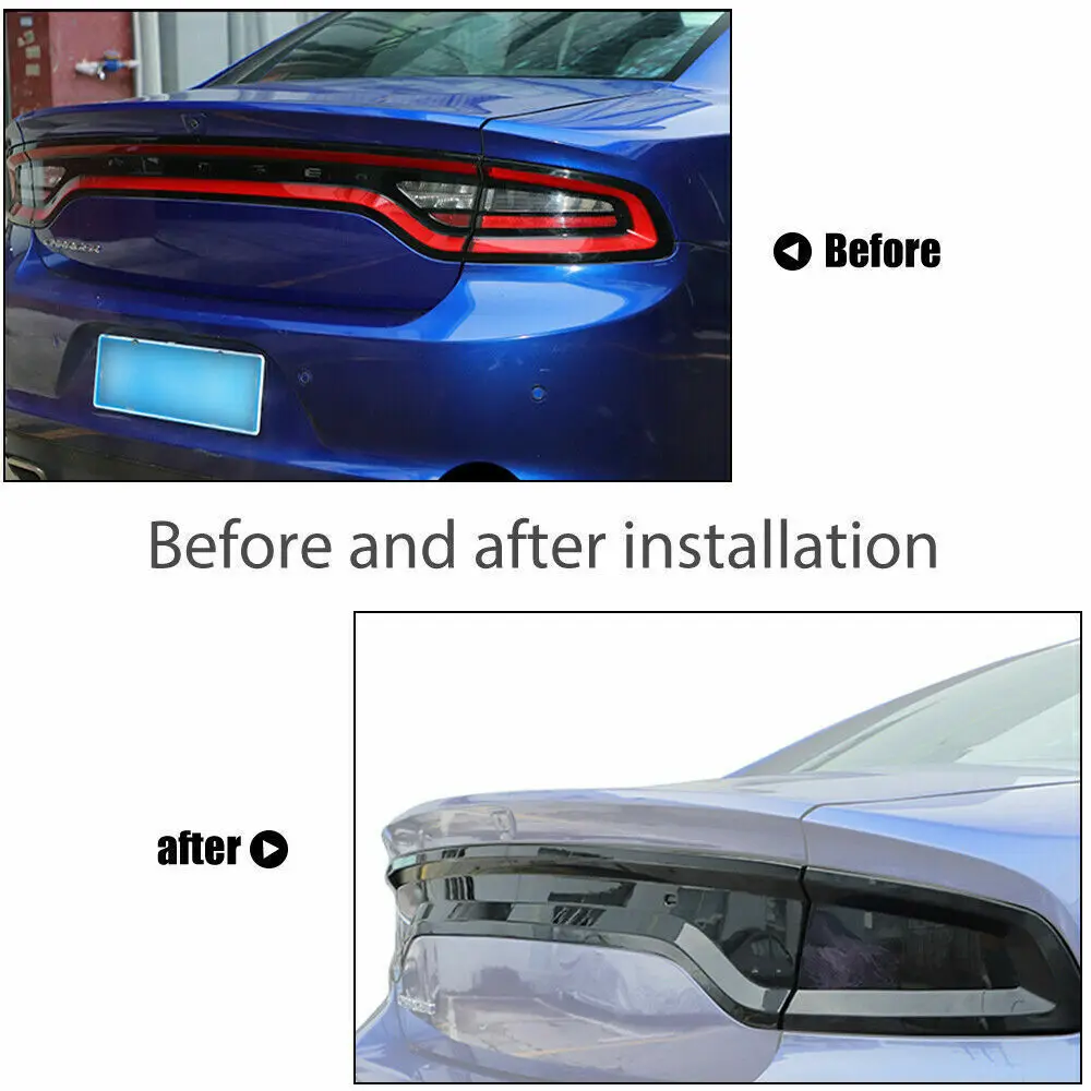 Smoked Rear Tail Light Covers Trim For Dodge Charger 2015+ Exterior Accessories