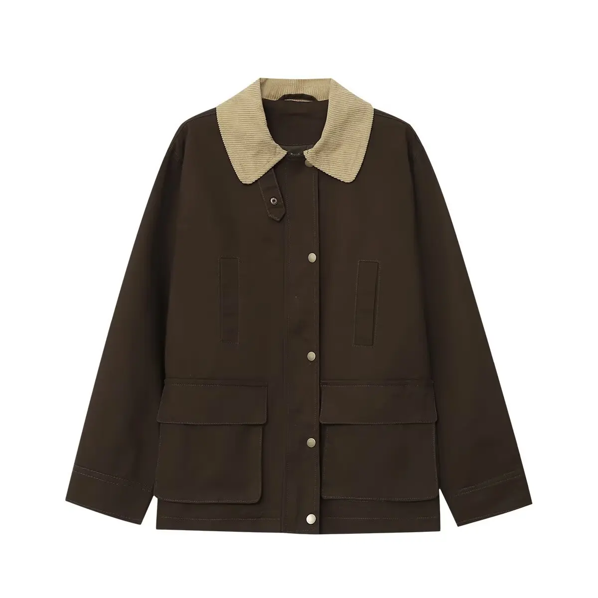 Winter Women's Versatile Loose Contrasting Workwear Versatile Long Sleeved Lapel Jacket Warm Jacket