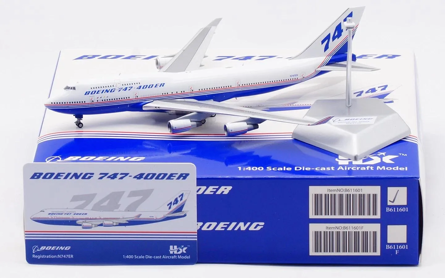 

B611601 Alloy Collectible Plane Gift HX Models Boeing Company "House Color" B747-400 Diecast Aircraft Jet Model N747ER