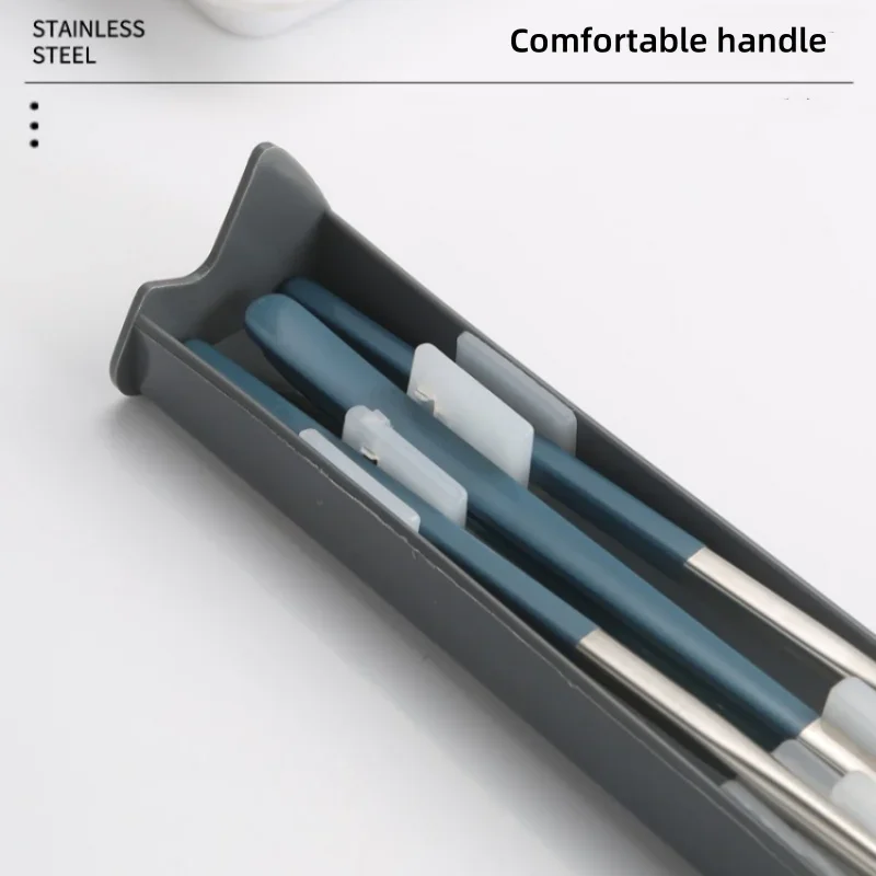 304 Stainless Steel Travel Reusable Utensils Set Camping Spoon Fork with Case Chopsticks and Flatware Portable Cutlery Set view 5