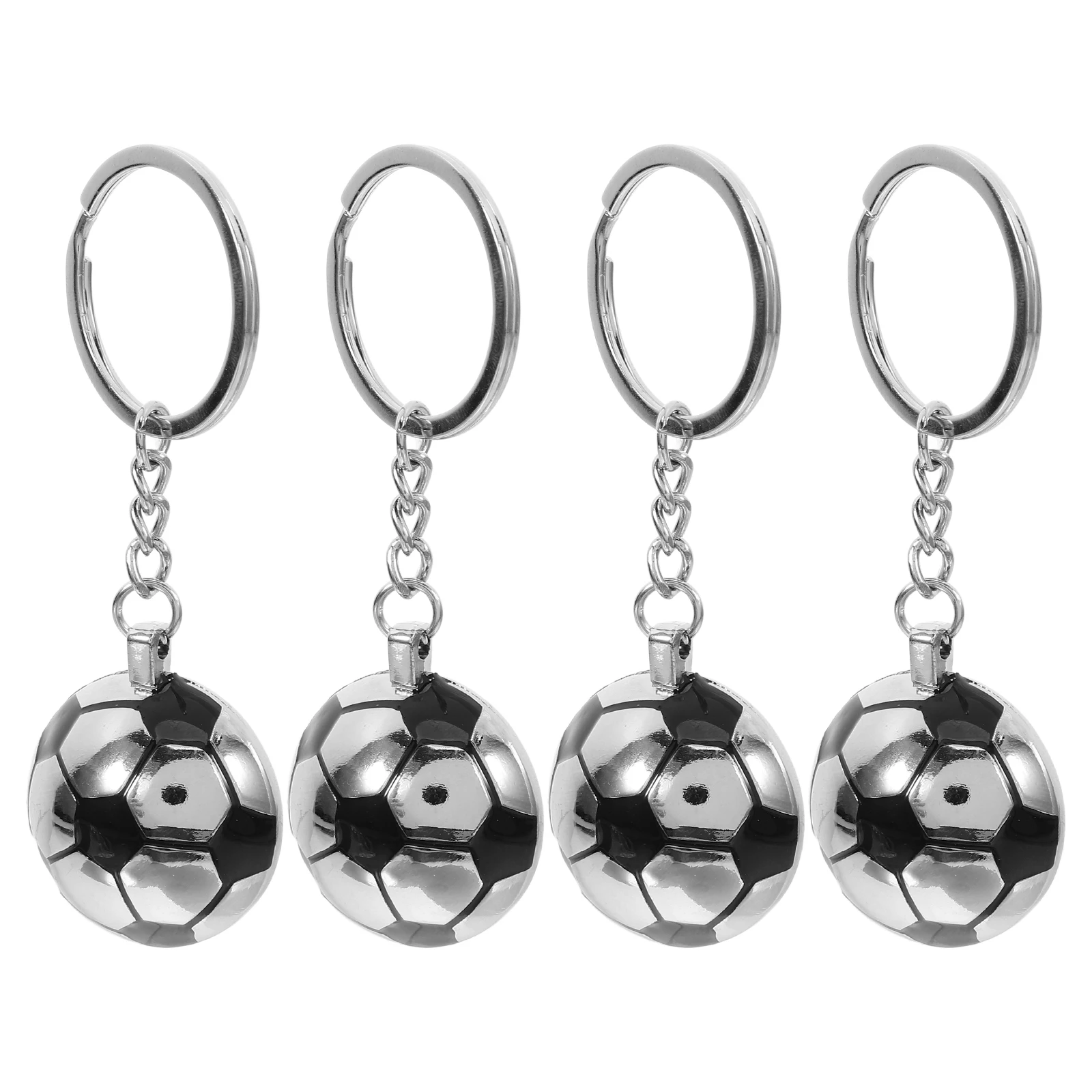 

4 Pcs Football Keychain Soccer Bag Pendant Compact Top Hat Adorable Silver Portable Themed Sport