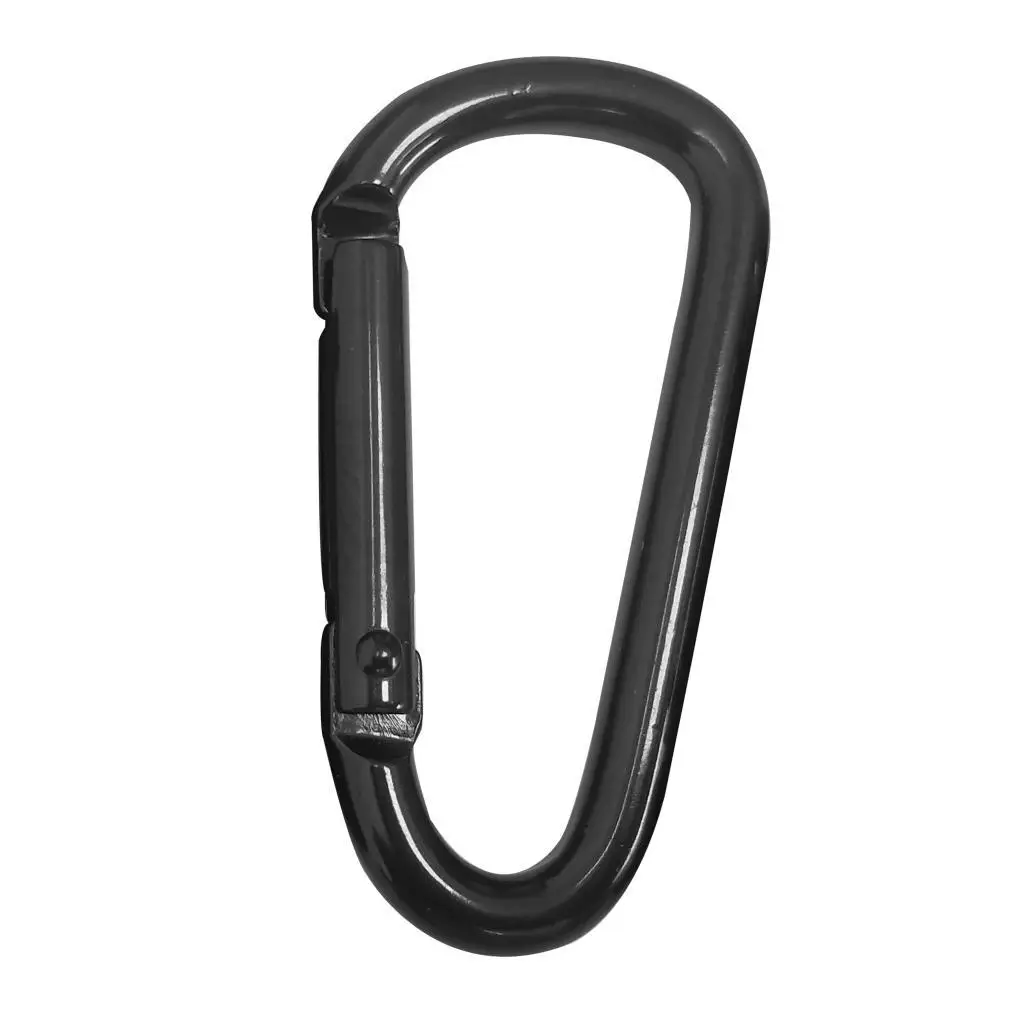 D-Shaped Carabiner Clip Closure Spring Hook Keychain Buckle Carbine Black