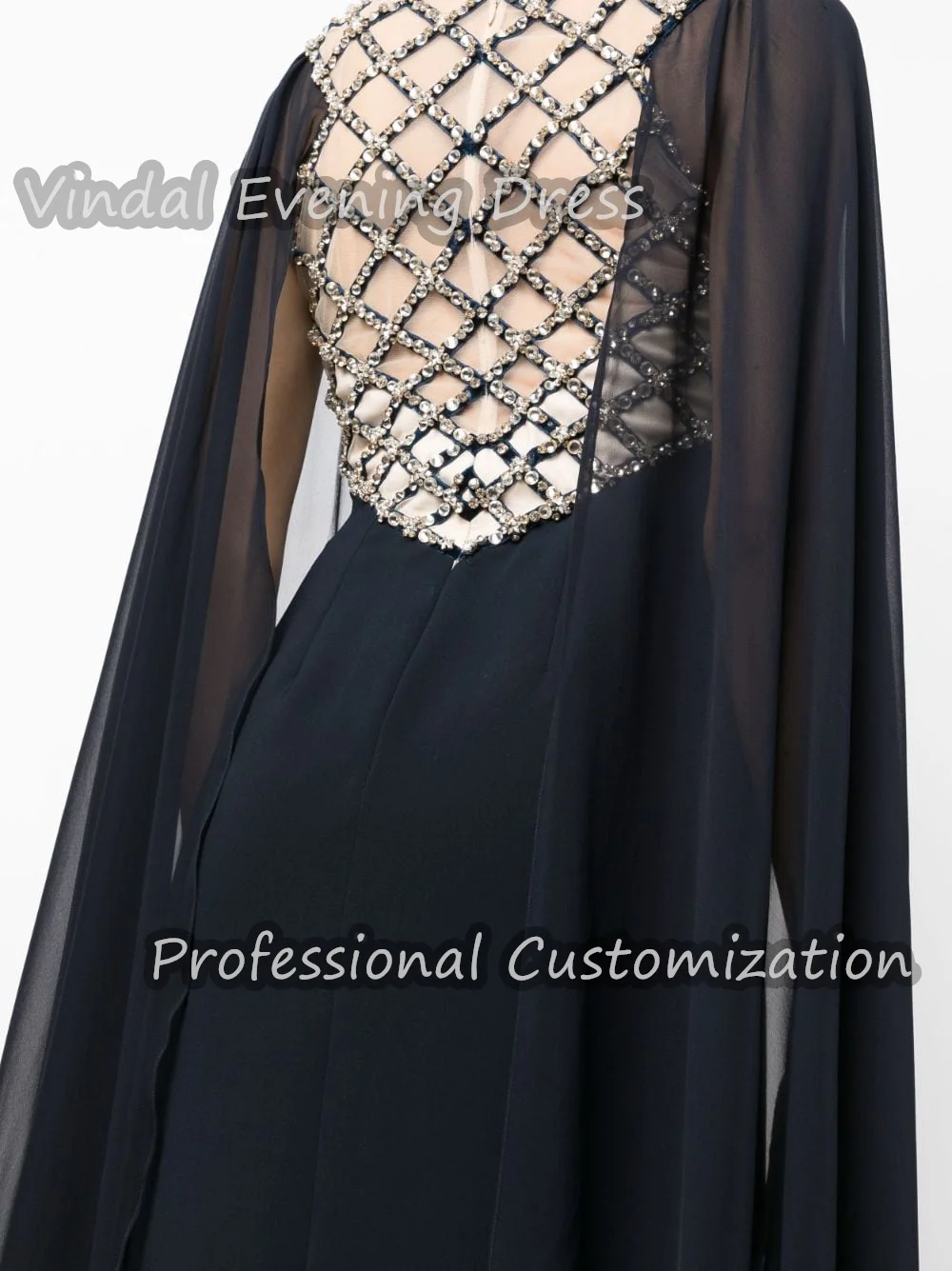 Vindal Prom Dress O-Neck Floor Length Beaded luxurious Built-in Bra Crepe Straight Elegant Short  Sleeves Saudi For Woman 2024