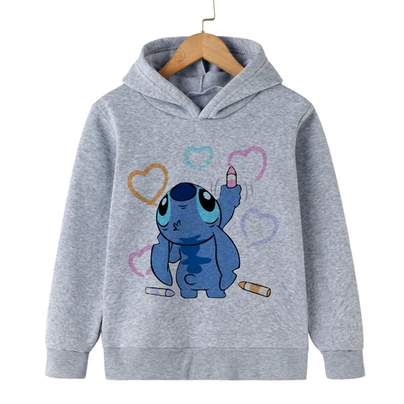 Clothes New in Disney Stitch Hoodie Children Cartoon  Kid Girl Boy Lilo and Stitch Sweatshirt Hoody Baby Casual Top