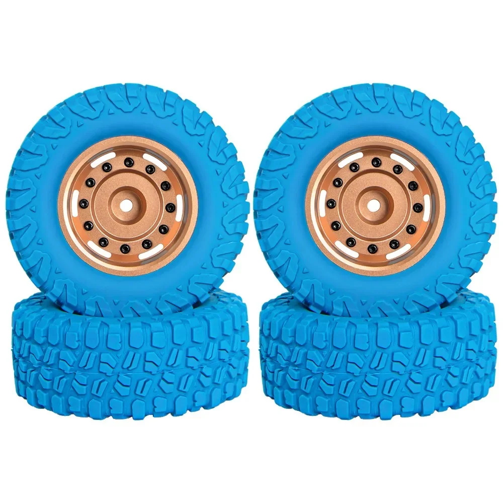 Colored Aluminum Beadlock Wheels 1.45' Tires for 1/24 1/18 RC Crawlers Mud Terrain Tyres Compatible with SCX24 TRX4M FMS Ascent
