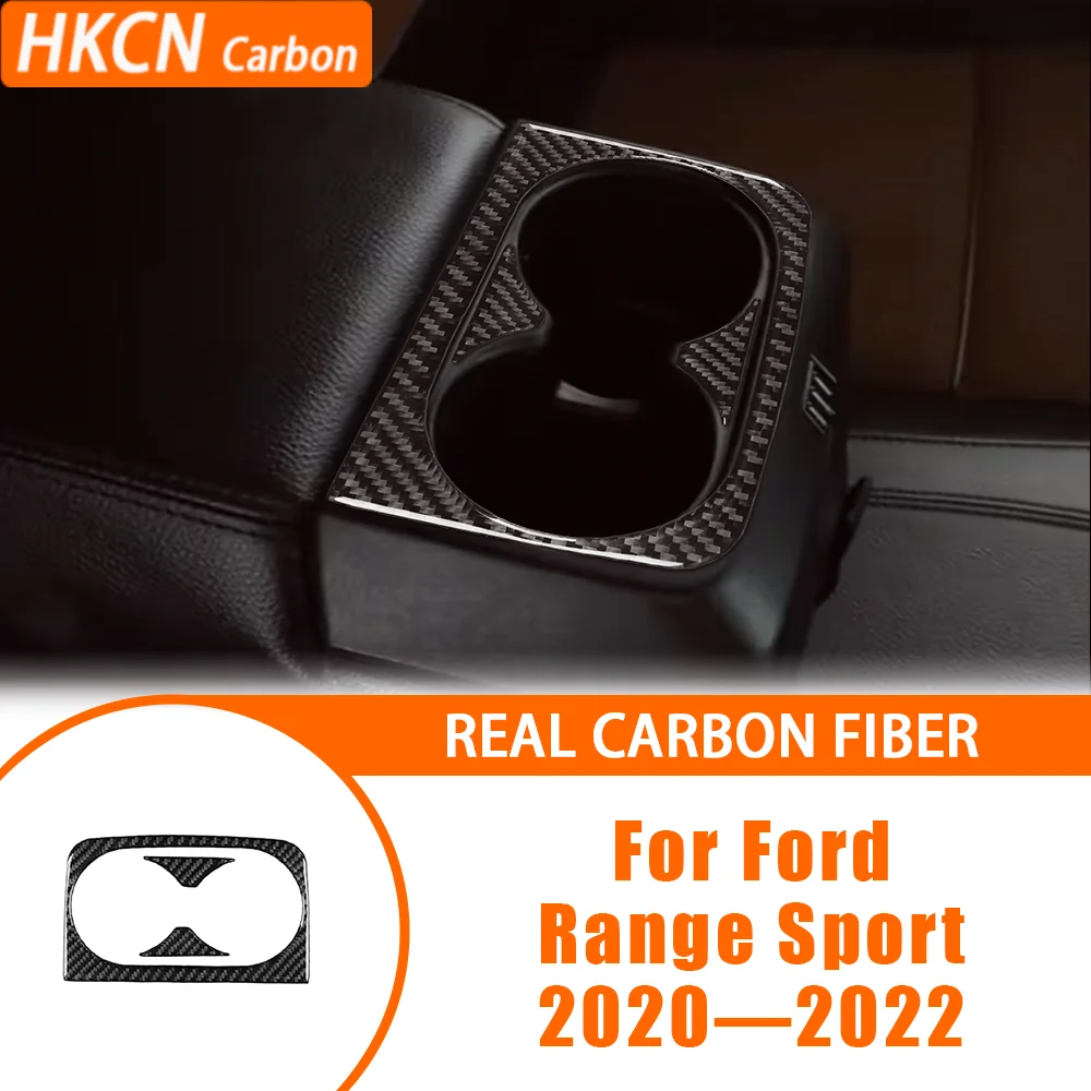

Car Accessories Carbon Fiber Interior Rear Console Cup Holder Panel Cover Trim Modified Sticker For Ford Range Sport 2020—2022