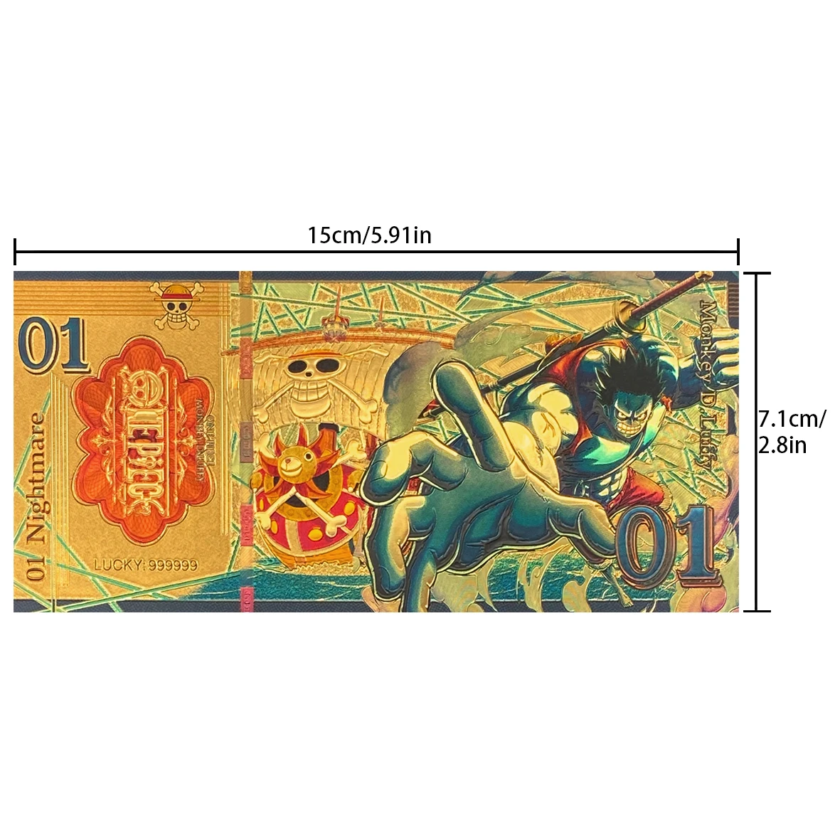 كارتون ياباني جديد قطعة واحدة نيكا قرد لوفي مجموعة الأوراق النقدية الذهبية تذكارية للأطفال أنيمي يعرض بطاقة ذهبية باللون الذهبي عيار 24 قيراط #5