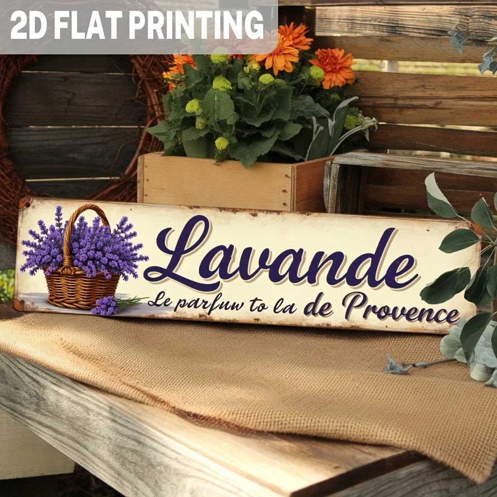 2D Flat, 1 Piece French Vintage Lavender Metal Wall Hanging - 
