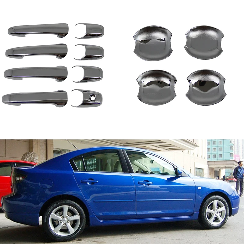 For mazda 3 6 2004 2005 2006 2007 2008 ABS Chrome Door Handle Cover Bowl Car-Styling Outer Trim Accessories