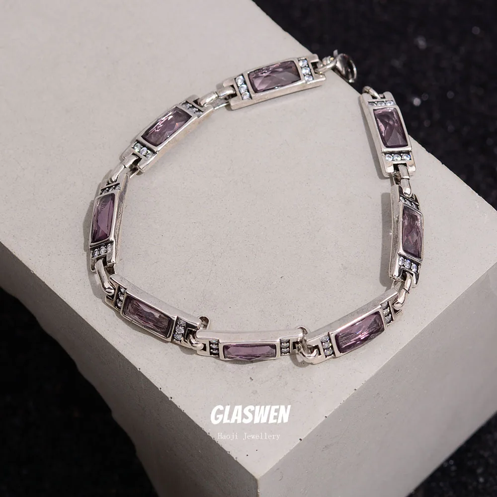 New Arrival Trendy Purple Crystal 925 Sterling Silver Ladies Bracelet For Women Birthday Gifts Never Fade Cheap