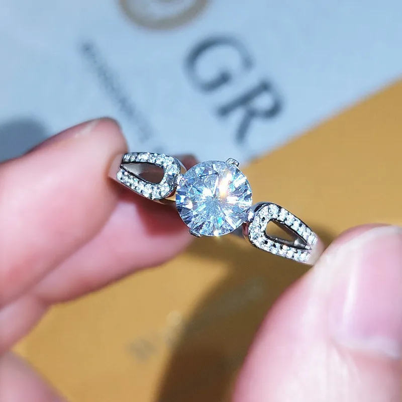 SACE GEMS GRA Gecertificeerde 1ct D Kleur Moissanite Ring voor Vrouwen 925 Sterling Zilveren Ring Bruiloft Verlovingsfeest Fijne Sieraden