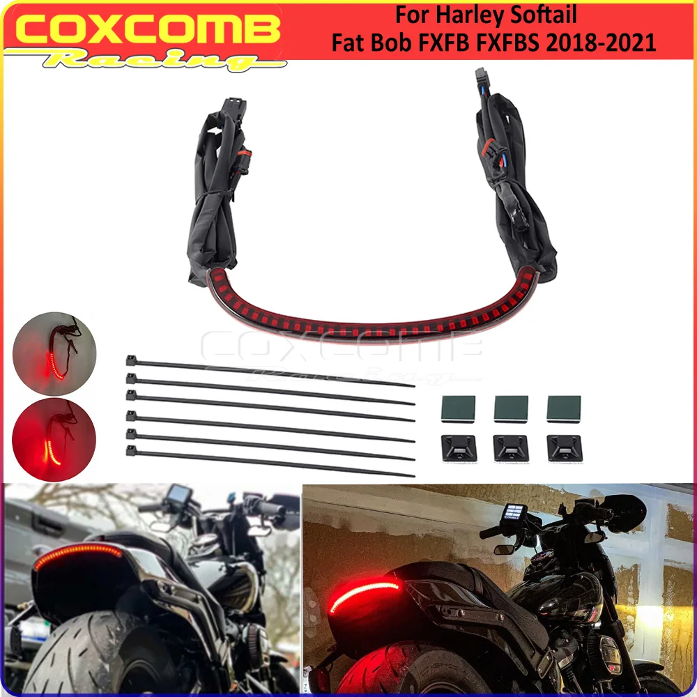 

Red Motorcycle In-Tail LED Integrated Tail Light For Harley Softail Fat Bob FXFB FXFBS 2018-21 Turn Signal/Brake/Running Light