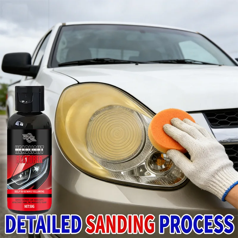 

Комплект для восстановления фар автомобиля: средство для удаления царапин/окисливаний, простой жидкий лак