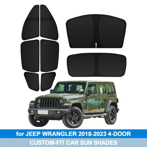 For JEEP WRANGLER 2018-2023 4-DOOR Windshield Sun Shade Side Window Shades Cover Sun Visor Shield Privacy Protection Car
