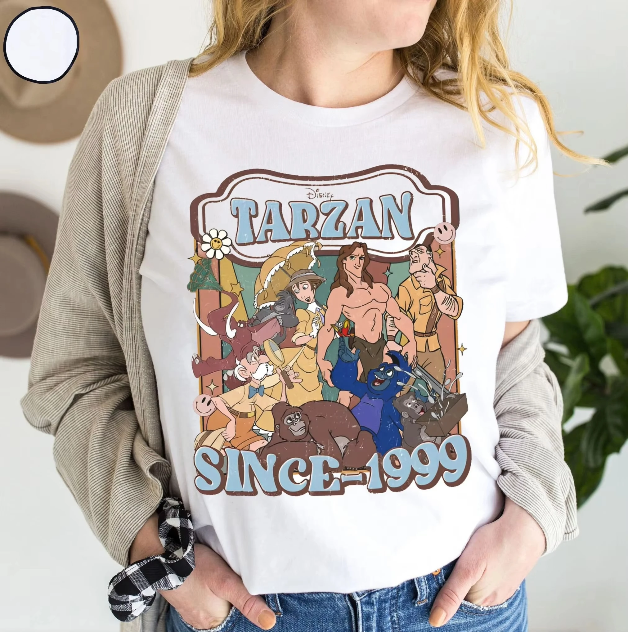 النساء الرجال خمر ديزني تارزان منذ 1999 قميص ديزني ترزان فيلم تي شيرت مضحك ديزني مطابقة المحملة ديزني لاند رحلة الزي