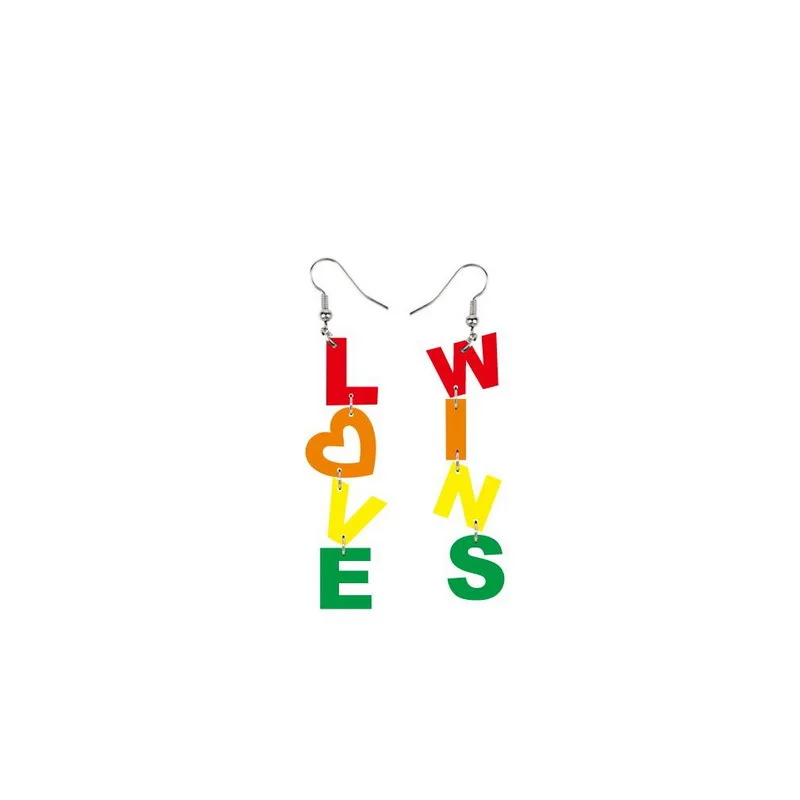2pcs Fashion Rainbow Maple Leaf Flower Butterfly Dinosaur Chameleon Spaceship Nature Acrylic Rainbow Color Earrings Woman Party image 5