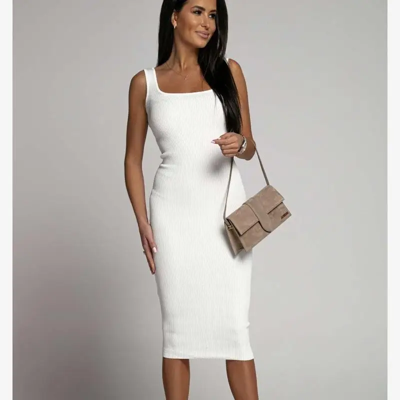 Estate 2023 Gonna casual da donna Dres Gonne lunghe a vita media lavorate a maglia rotonde Ne H-ape Colore puro No-Sve Dres