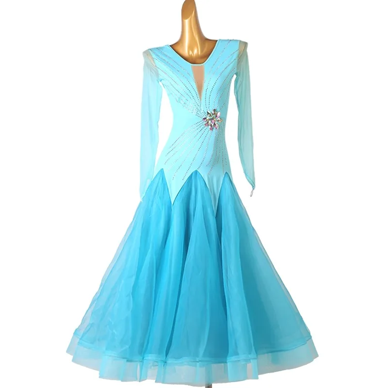 

Handmade Diamond Modern Dance Dress Performance Competition Dress National Standard Dance Big Swing Dress Social Dance Dress New