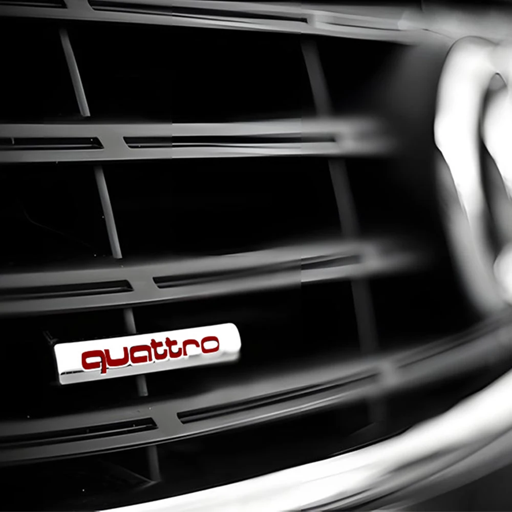 3D Black Car Logo Quattro Emblem Front Grille Badge Rear Trunk Sticker For Audi A1 A2 A3 A4 A5 A6 A7 A8 Q2 Q3 Q5 Q7 S3 S4 S5 S7 view 2