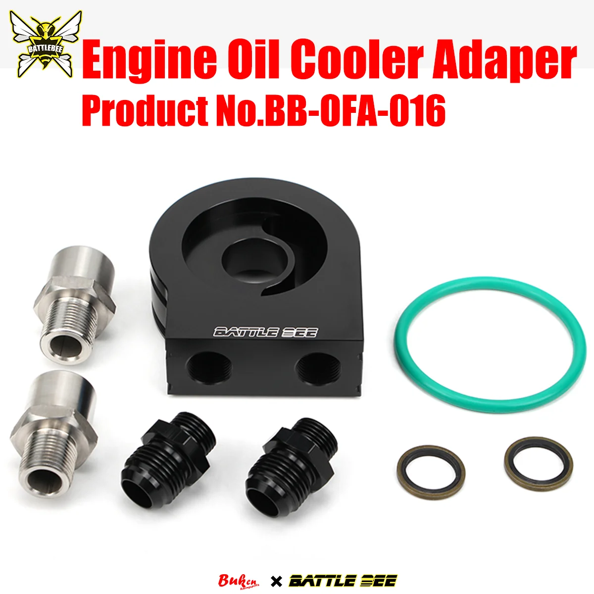 -BATTLEBEE M20x1.5 3/4-16UNF Engine Car Retrofit Oil Sensor Filter Cooler Sandwich Plate Adapter Aluminum Alloy BB-OFA-016