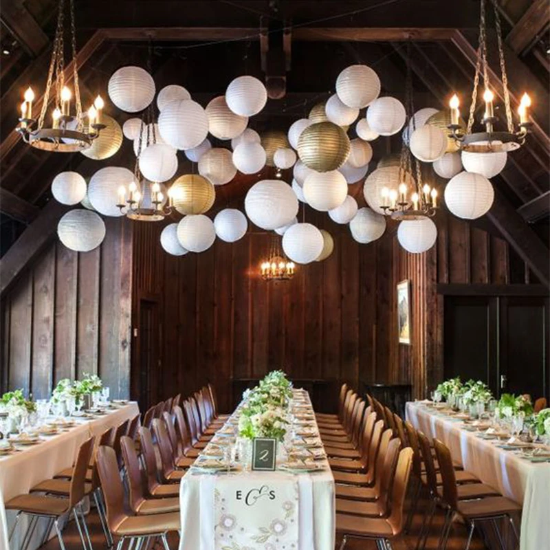 Chinese/Japanese Round Paper Lantern Birthday Wedding birthday decor gift craft DIY lampion white hanging lantern ball supplies
