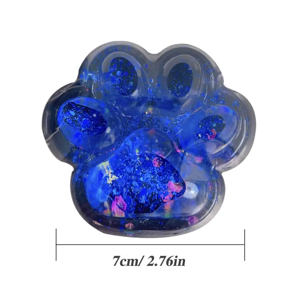 Clear Cat Paw Squeeze Toy Anxiety Stress Relief Glitter Kitten Paw Pinch Sensory Toy Soft Stress Ball Animal Paw Fidget Toy