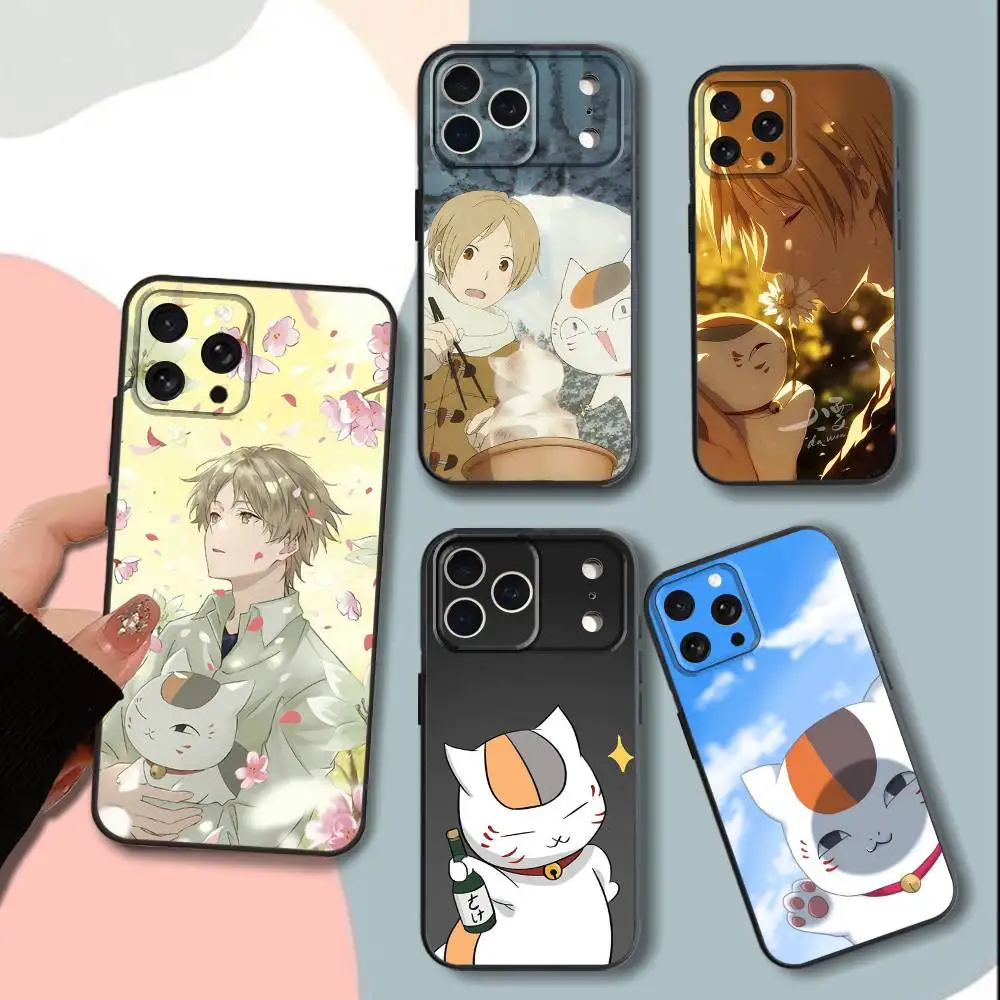 

N-Nyanko Natsume yuujinchou Phone Case For iPhone 15,13,16,12,11,17,14,Plus,Pro,Max,XS,XR,X,SE,Mini,Soft Silicone Black Cover