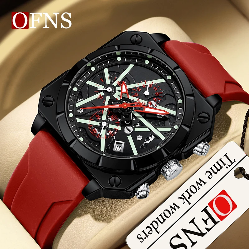 

OFNS Brand 1311 Top Grade Quartz Watch Fashionable Classic Simple Bar Nail Calendar Waterproof Men's Quartz Square Watch 2024