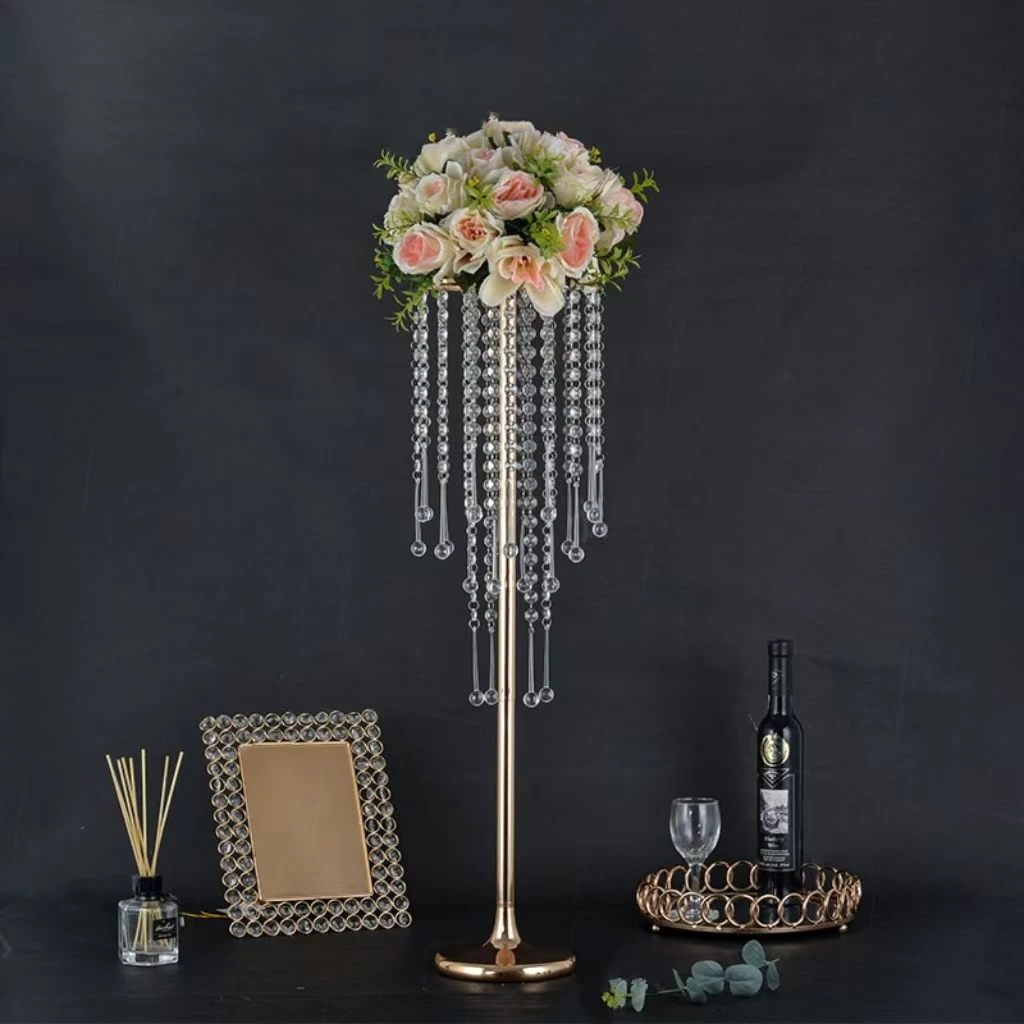 2/5/6/10pcs European Romantic Wedding Crystal Flower Stand Western Main Table Decoration Wedding Guide Metal Flower Stand