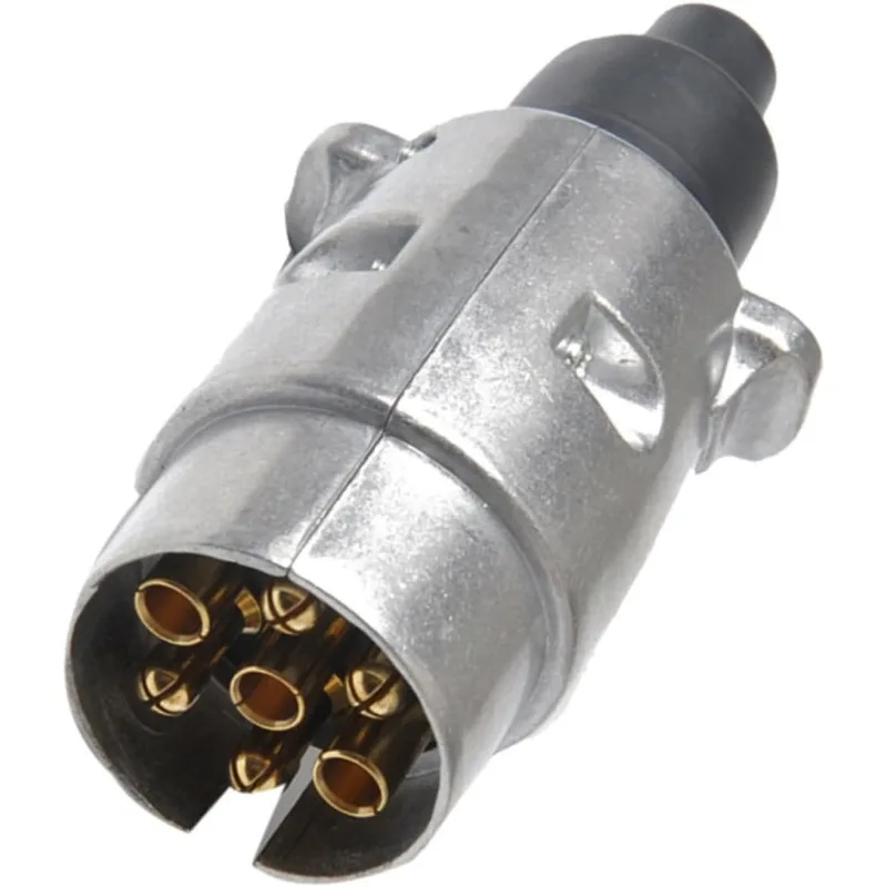 7 Pin Aluminium Alloy Plug 12V Connector Trailer Truck Towing Electrics Professional Replacement For Truck EU Plug Durable