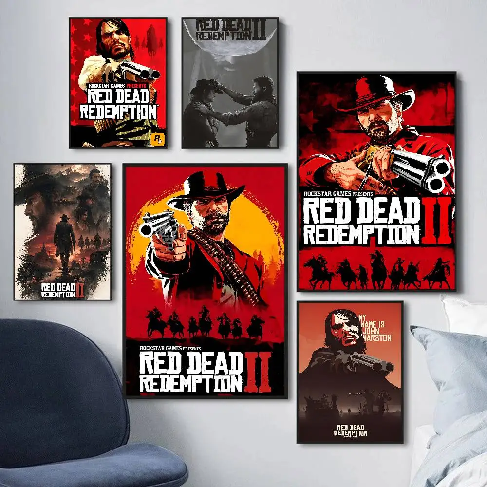 Affiches vintage classiques du jeu TV-Red-Dead-Redemption 2, impressions sur papier blanc, affiches artistiques, décoration de chambre Kawaii