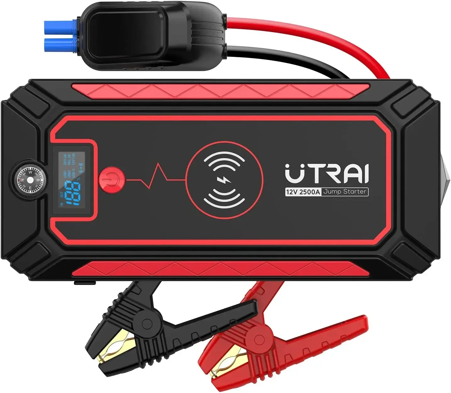 Utrai 2500A Peak Jumpstart with Wireless charging LED Display Car Starter with Power Bank Function OEM Factory for Jump Starter