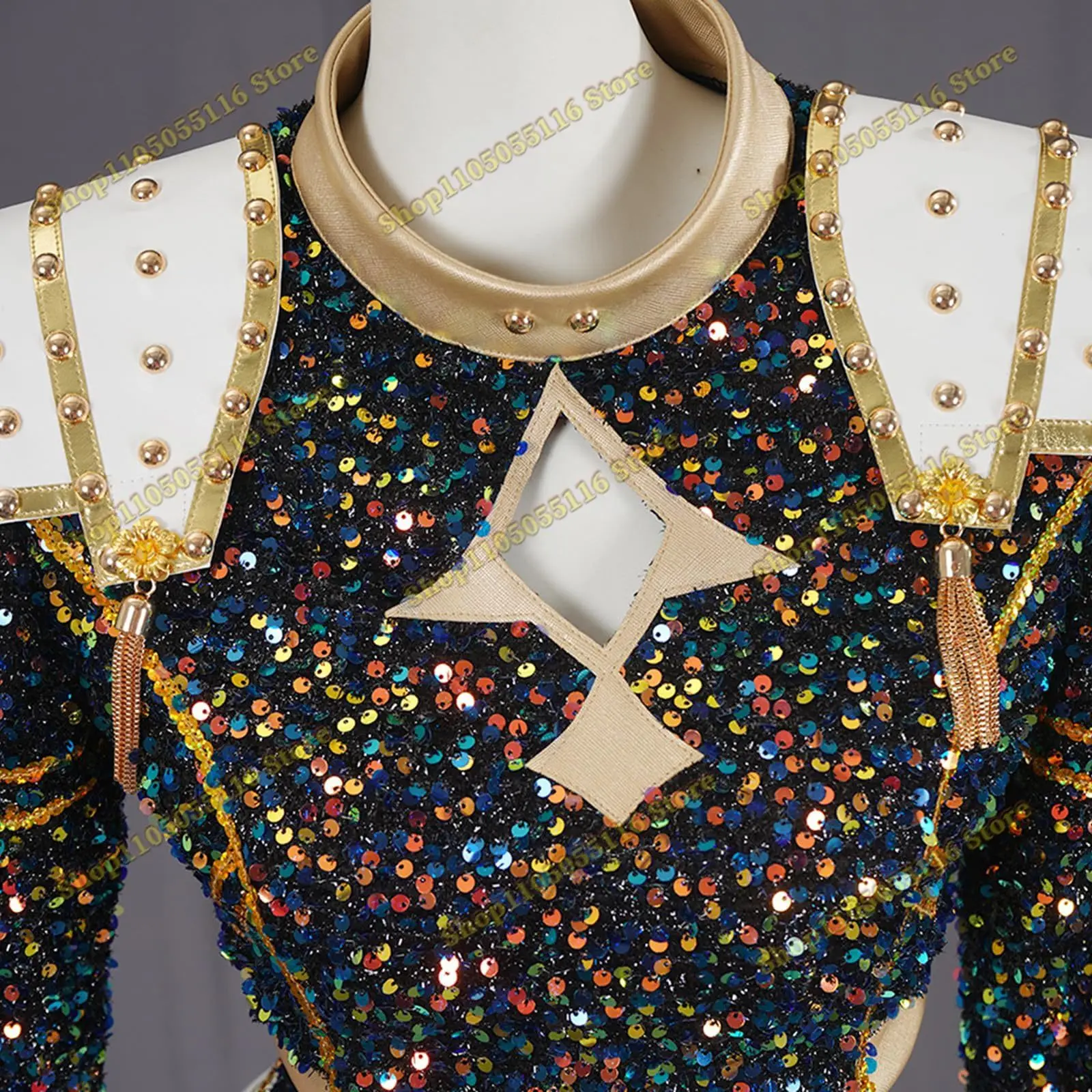 زي شيطان الصيادين التأثيري رومي/زوي/ميرا زي الهالوين الأسود أداء موحد شيطان الصيادين الذهبي