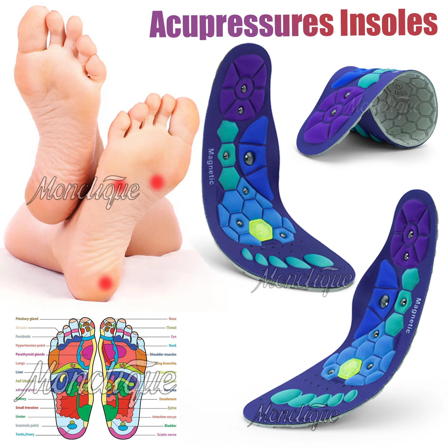 الطبية المغناطيسي 4D الرياضة نعل سوبر لينة أحذية العلاج بالابر منصات وحيد للأقدام امتصاص الصدمات حذاء قوس دعم العظام #1