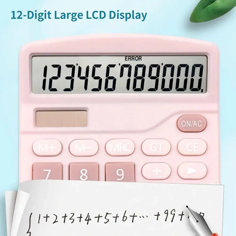 

12 Digits Large Lcd Solar Battery Dual Calculator Desktop Without Calculator Financial Standard Calculator Function Battery Y5d3