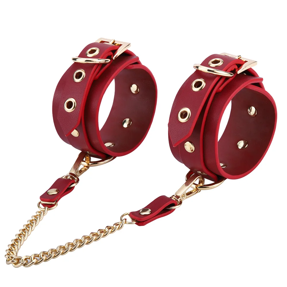 XXOO-Conjunto de Bondage Bdsm para parejas sexuales, collares de sujeción de cuero dividido, puños de muñeca y tobillo, esposas, Juguetes sexuales para mujeres, juegos para adultos