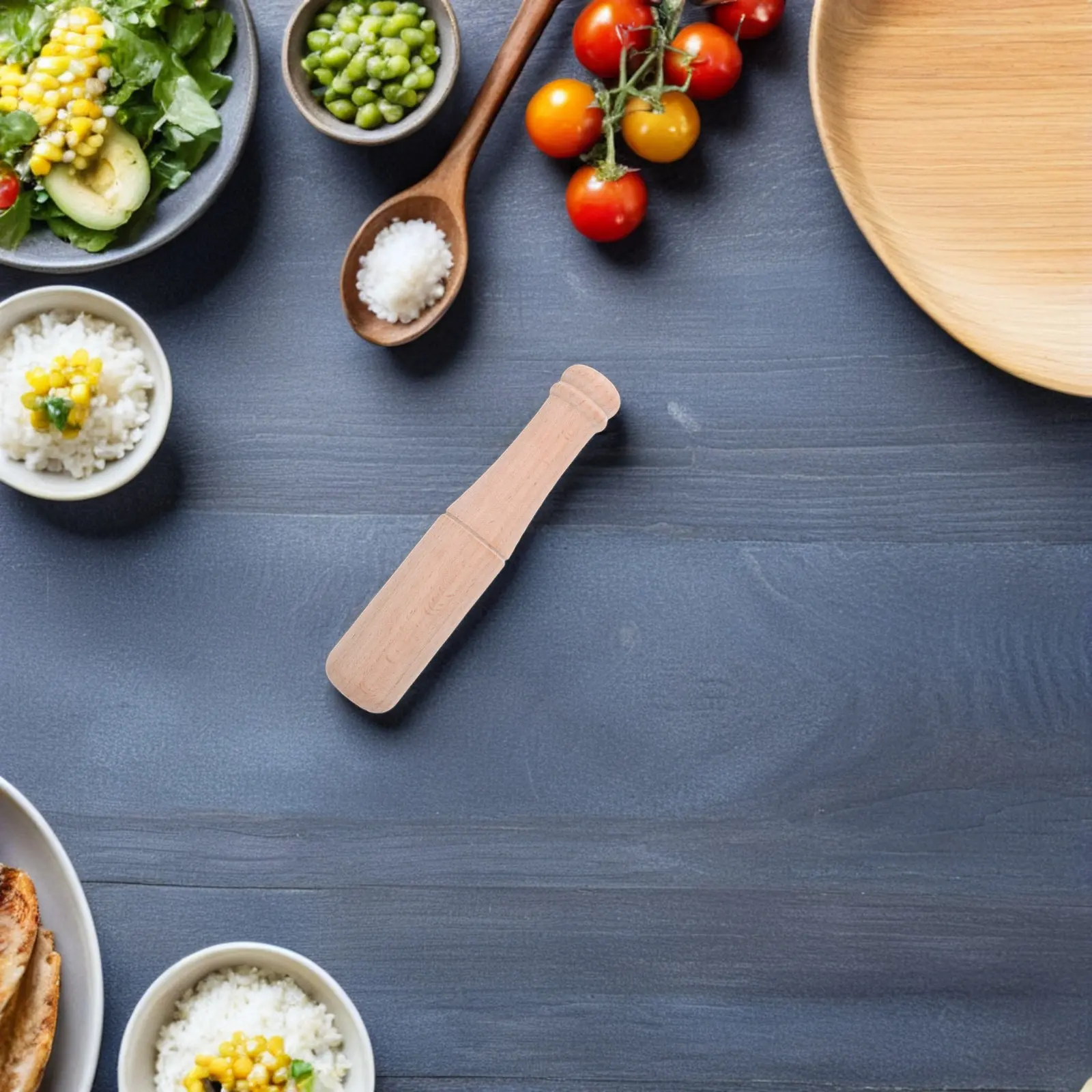 Kitchen Solid Wood Food Pounder 17Cm Manual Garlic Grinding Rod Pestle Spice Crusher Kitchen Muddling Stick Wood Masher Tool