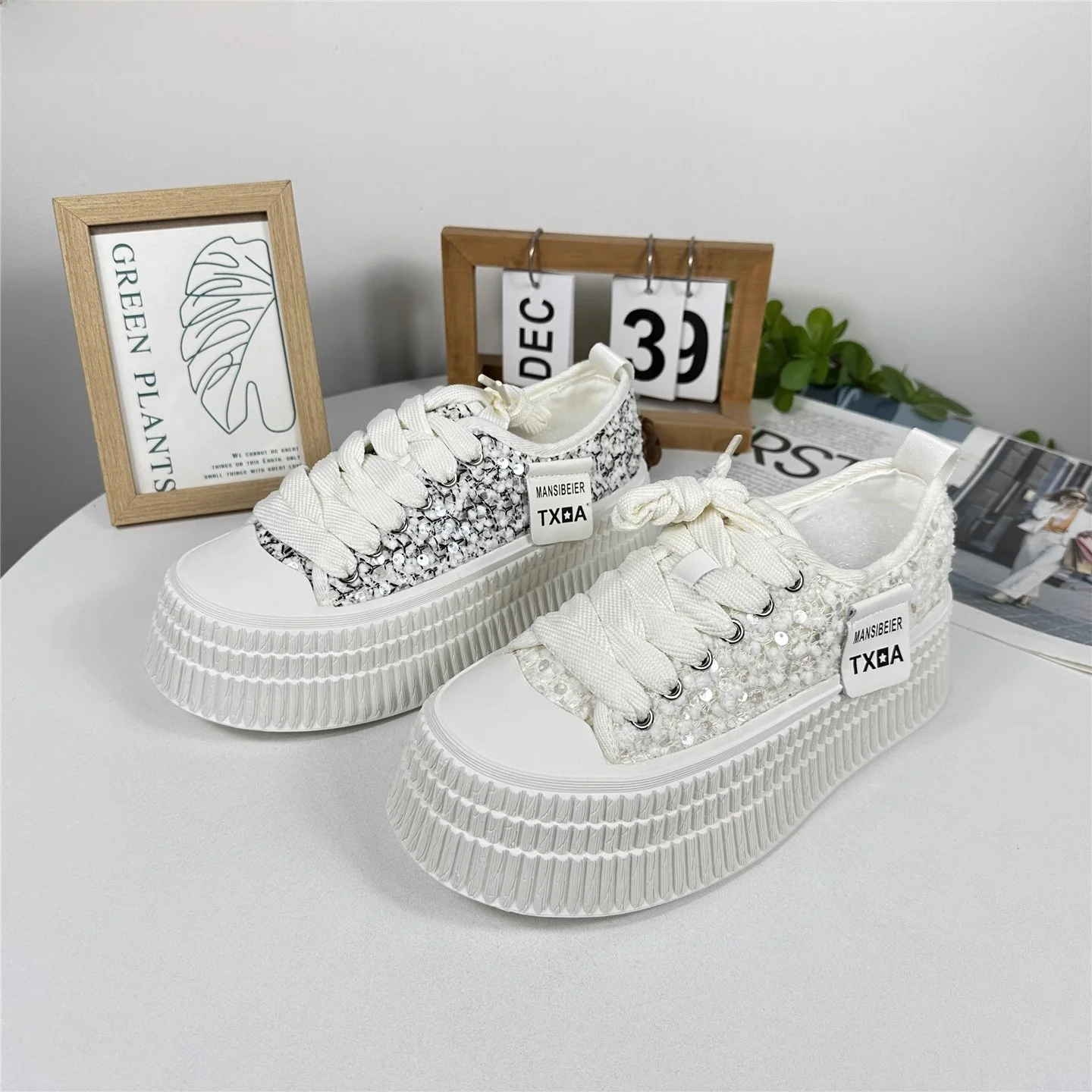 

FAD Z Women's iny Sequin Flat oes Breathable Thin Summer Thi Bot Platform Slip-On Casual Sneakers round Toe