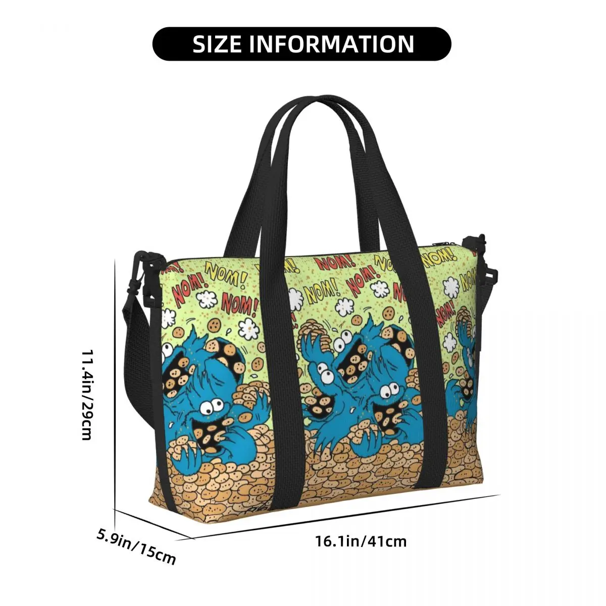 حقيبة كوكي مونستر مخصصة للنساء ذات سعة كبيرة حقائب سفر تعليمية للأطفال للتلفزيون على الشاطئ وصالة الألعاب الرياضية #4