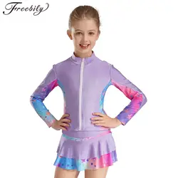 Kids Girls Figure Skating Costumes Sparkly Rhinestone Roller Ice Skating Jacket and Skater Skirt Athletic Golf Tennis Skort Set