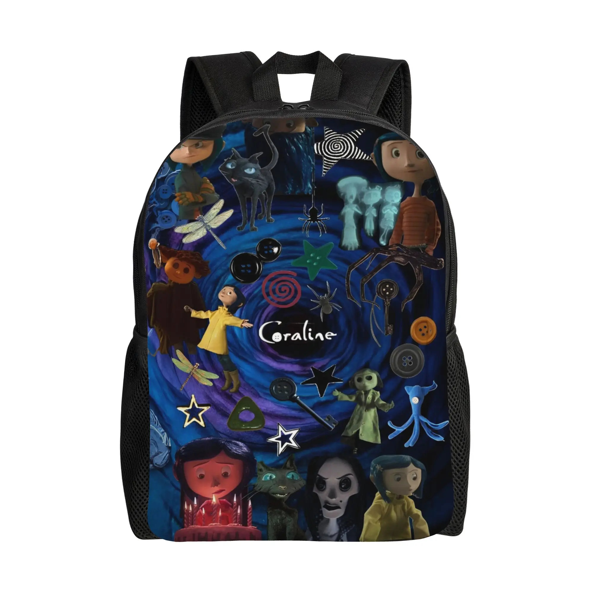 

Coraline Halloween Horror Backpack for Men Women Casual Student Hiking Travel Daypack Laptop Canvas Bags Gift