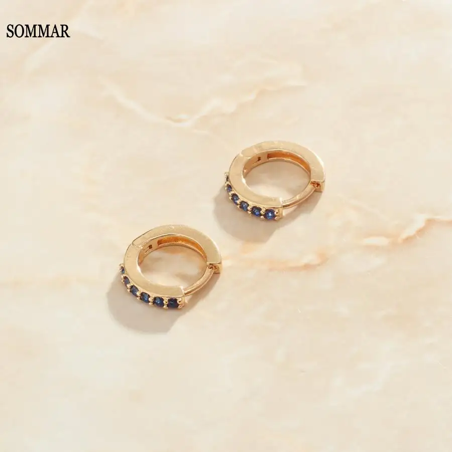 SOMMAR floating charms 18KGP Gold plated Maiden earrings 2021 trendy Exquisite colored zircon women earring diy