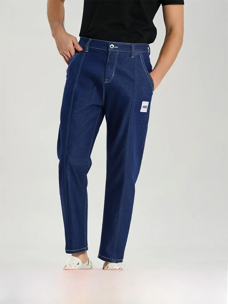 

Мужские повседневные джинсы Menseye с эластичной талией, свободного кроя, универсальные, в американском ретро-стиле, прямые, из смесового хлопка и полиэстера