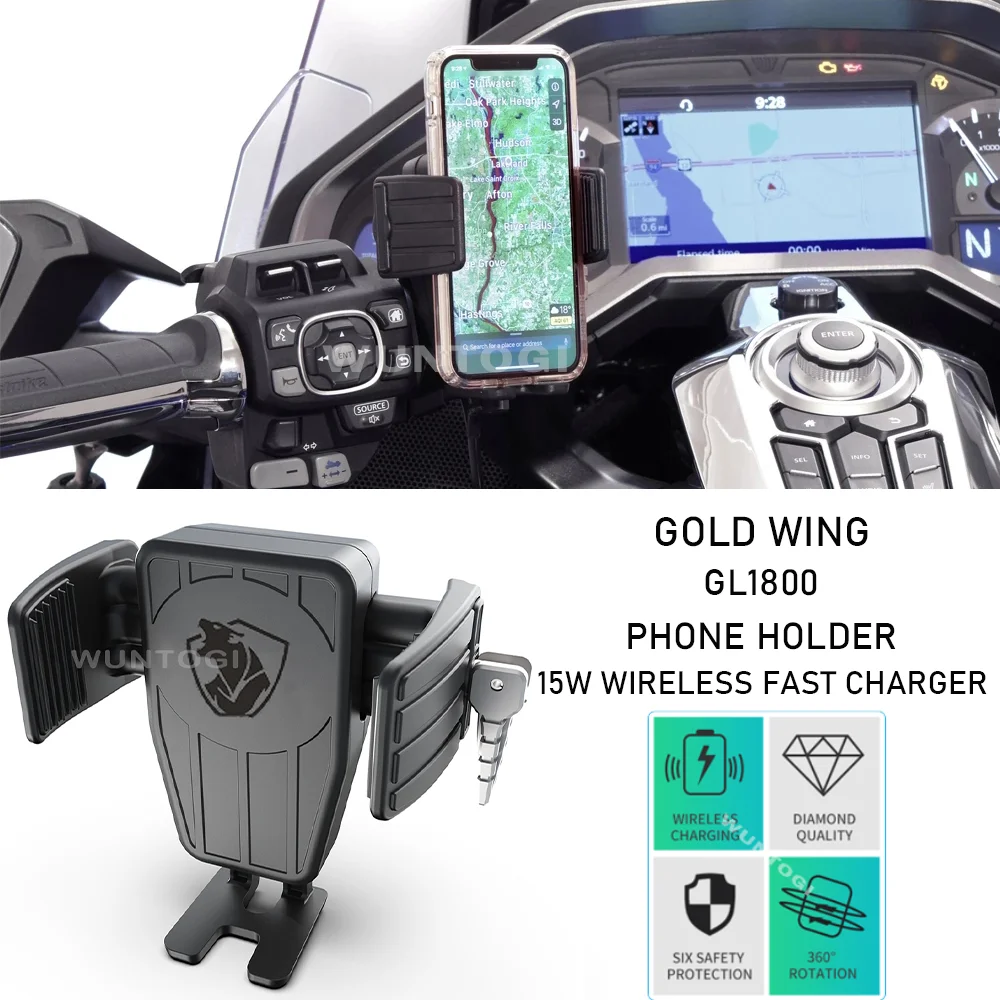 

GL1800 Accessories Wireless Fast Charger Navigation Support Bracket GPS Phone Holder For HONDA Goldwing 1800 GL 1800 F6B DCT