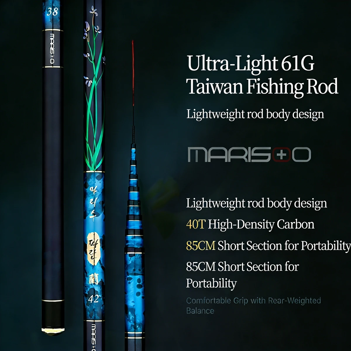 

Удочка MARISOO PALAN 40T из высокоуглеродистого материала, ультралегкая и жесткая, тайваньская, для пресноводной ловли карася и карповых рыб.