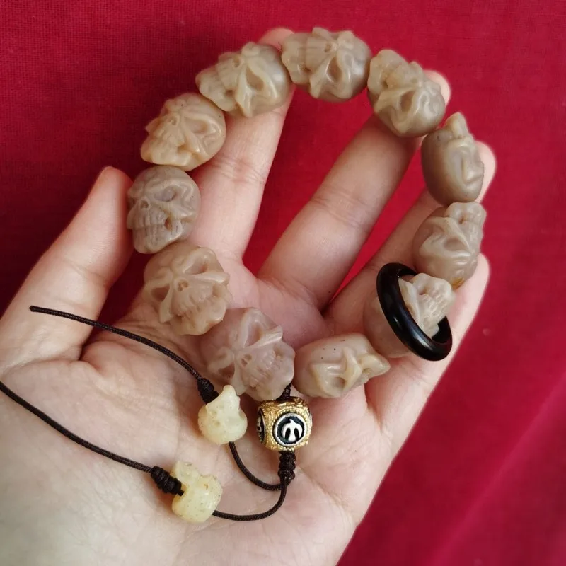 Tibetan-style camel bone skull carving a relic from the Shituo Lin period used as a charm or bracelet
