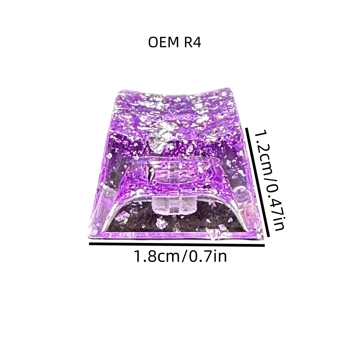 4PCS Resin R4 Keycap Set Handmade OEM Profile Transparent with Silver Foil for Gaming Keyboard MX Customized Personality Keycaps