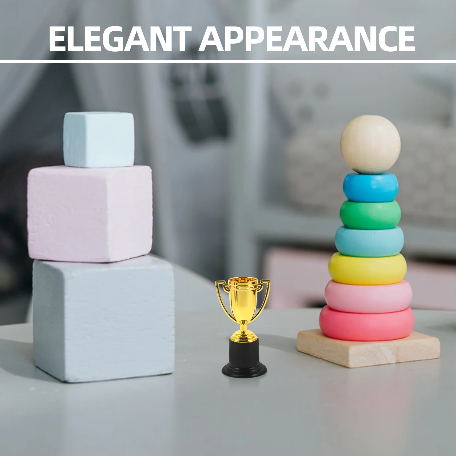 

6Pcs Plastic Golden Award Trophy Small Durable Prize for Student Competitions Kids Reward Cup Plastic Award Trophy