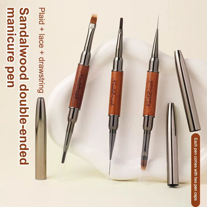 دائم خشب الصندل القطب مسمار فرشاة فنية المزدوج نهاية المهنية مسمار بطانة فرشاة مسمار الفن العلاج بالضوء القلم مسمار اللوحة #2