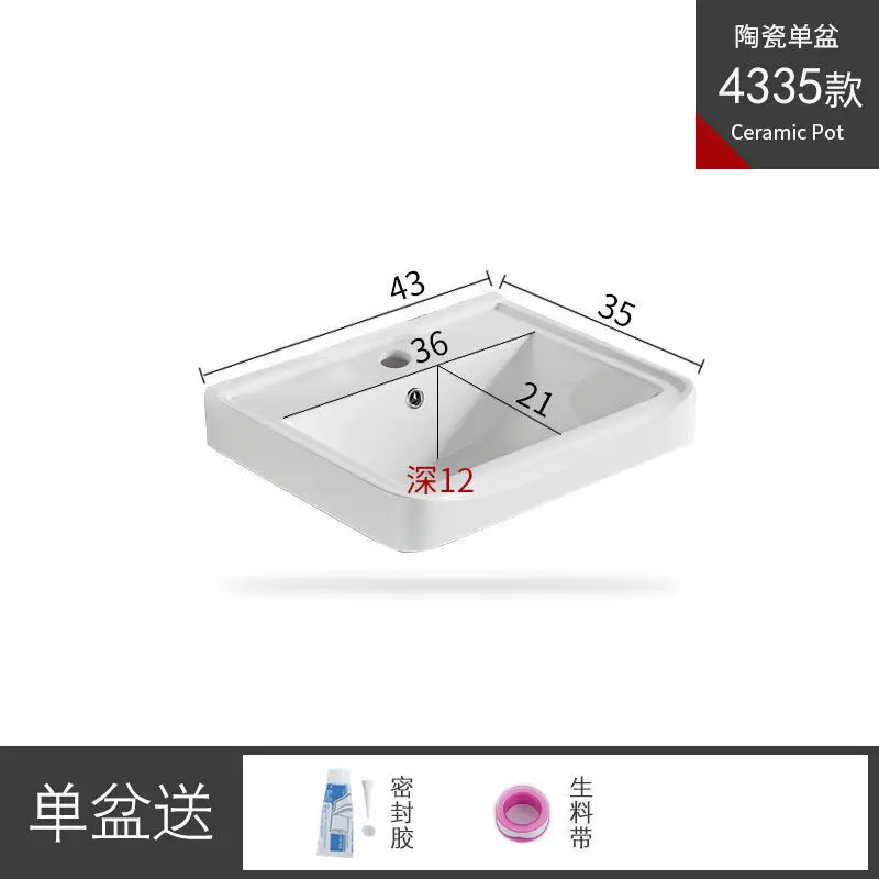 حوض منصة شبه مدمج حوض واحد حوض غسيل حمام سيراميك متكامل حوض غسيل وجه مربع منزلي قابل للتخصيص